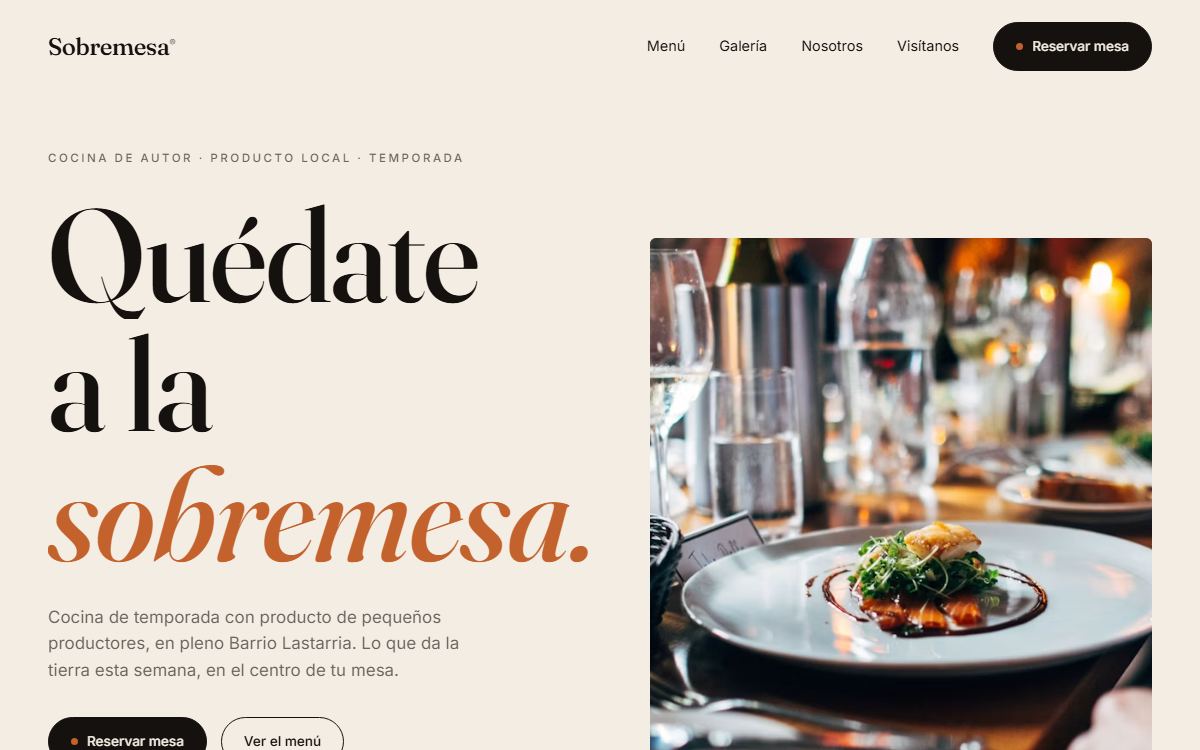 Demo web: Sobremesa (Restaurante)