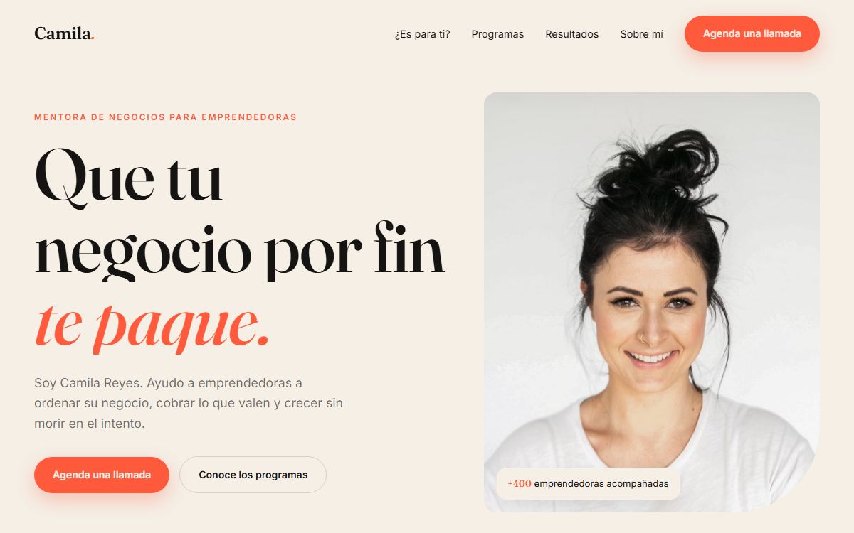 Demo web: Camila Reyes (Marca personal)