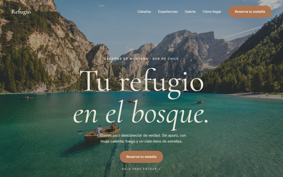 Demo web: Refugio (Hotel & cabañas)
