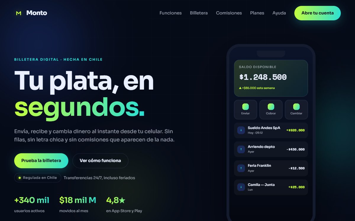 Demo web: Monto (Fintech)