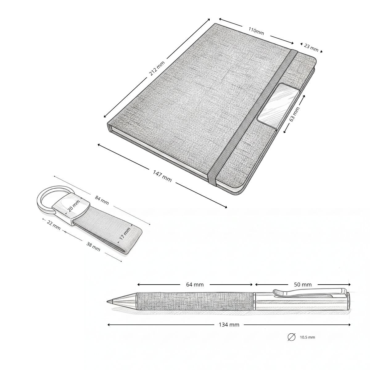 Set PARATY: Libreta de Notas, Bolígrafo y Llavero - Imagen 7