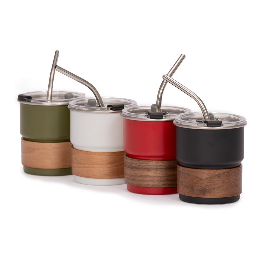 Vaso Térmico metálico «CAMP» 300cc. con Bombilla y Grip de Madera. - Imagen 7