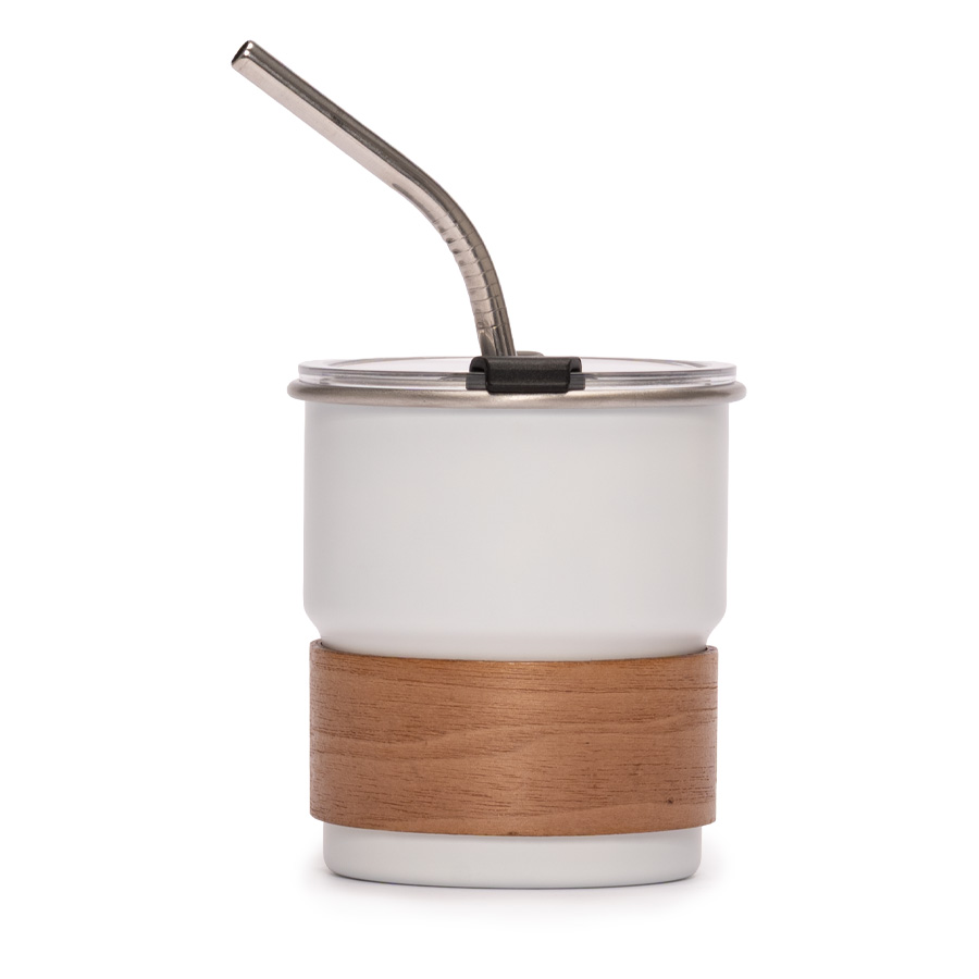 Vaso Térmico metálico «CAMP» 300cc. con Bombilla y Grip de Madera. - Imagen 2
