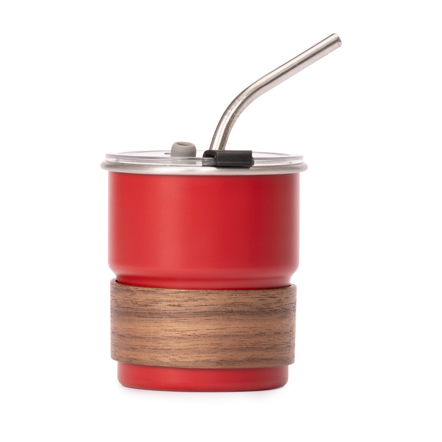 Vaso Térmico metálico «CAMP» 300cc. con Bombilla y Grip de Madera. - Imagen 3
