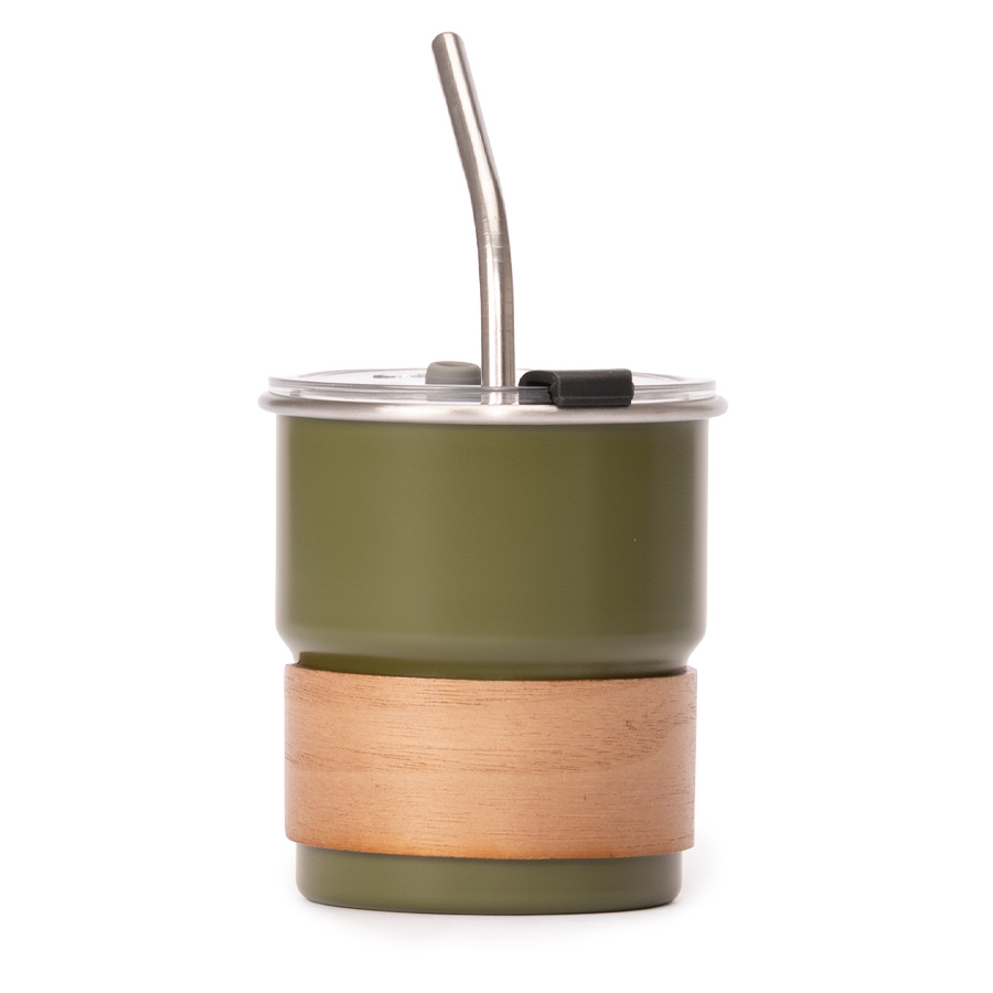 Vaso Térmico metálico «CAMP» 300cc. con Bombilla y Grip de Madera. - Imagen 4