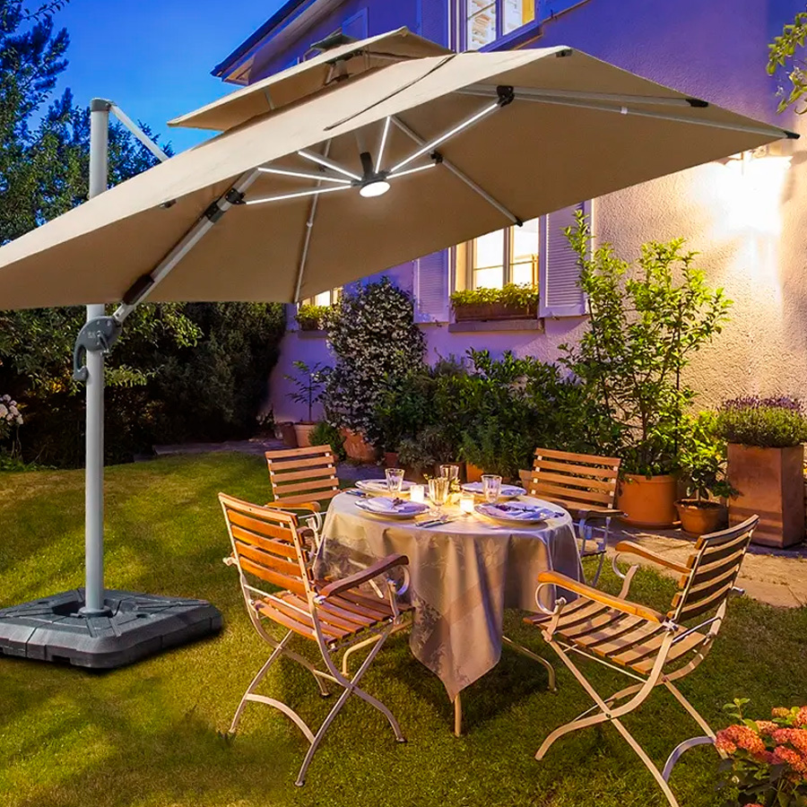 Quitasol WINDPROOF – UV – LED de 3x3M - Imagen 4